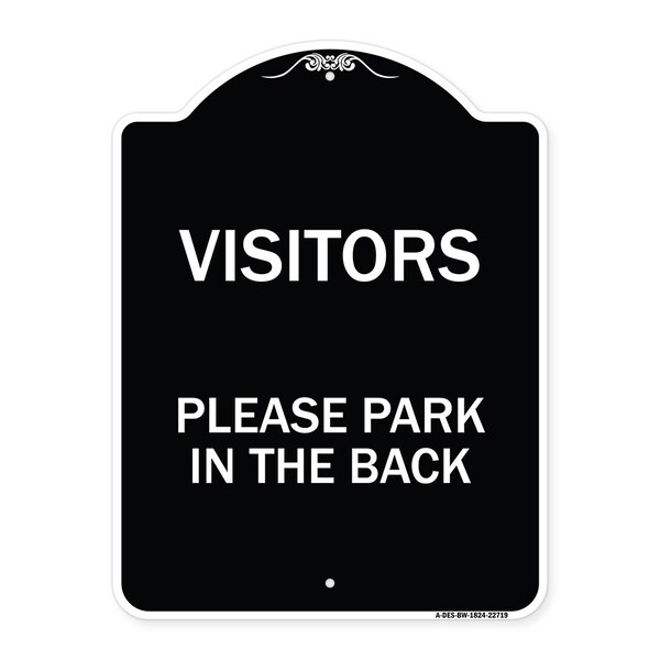 Visitors Please Park in the Back Heavy-Gauge Aluminum Architectural Sign, 24" x 18", BW-1824-22719